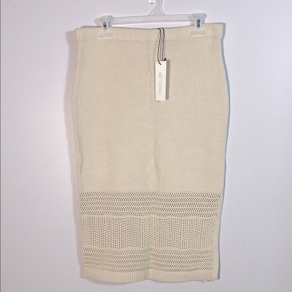 Rachel Zoe Elegant Cream Knit Skirt size large cottage-core coastal grandma